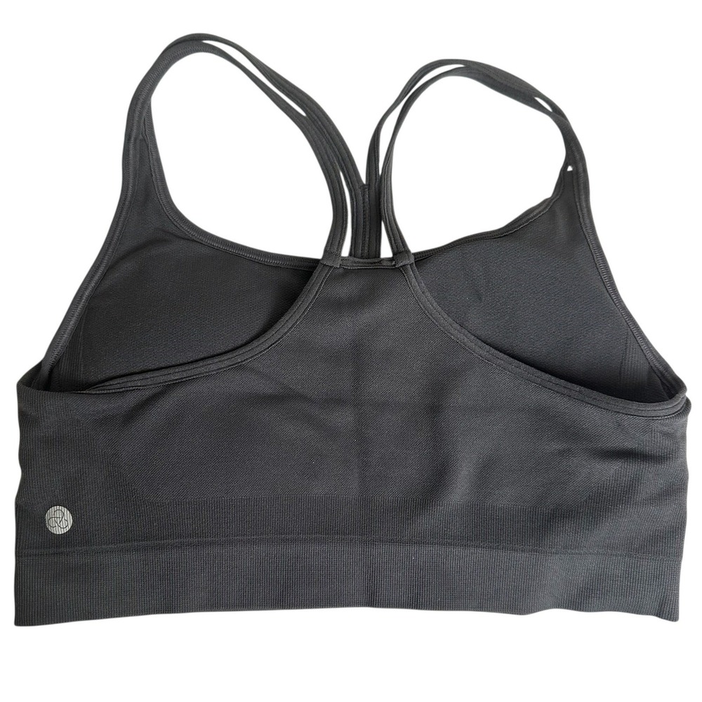 Zella Sports Bra Women Large Charcoal Gray Seamless Multi-Strap Racerback Padded - Picture 3 of 8